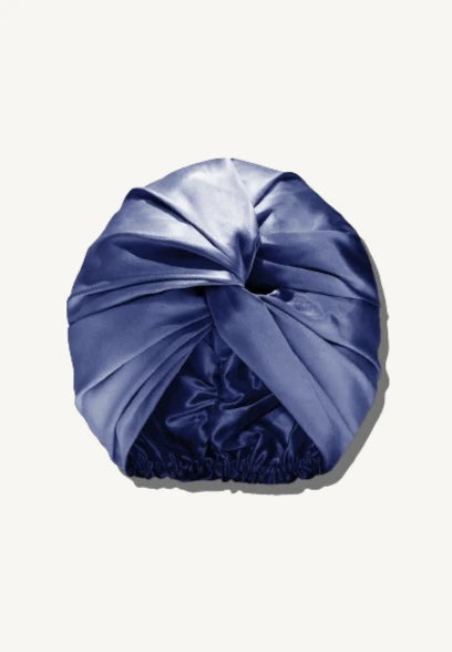 Silk Sleep Bonnet, Smoky Blue Charmeuse, Fully Adjustable Bow Drawstring order Attached to Gentle Elastic, Reversible Sleep Cap for Hair Care